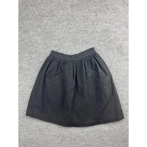 Carven Skirt Women's 36 Black Flared Cotton Blend Zip Back Pockets - Picture 1 of 7